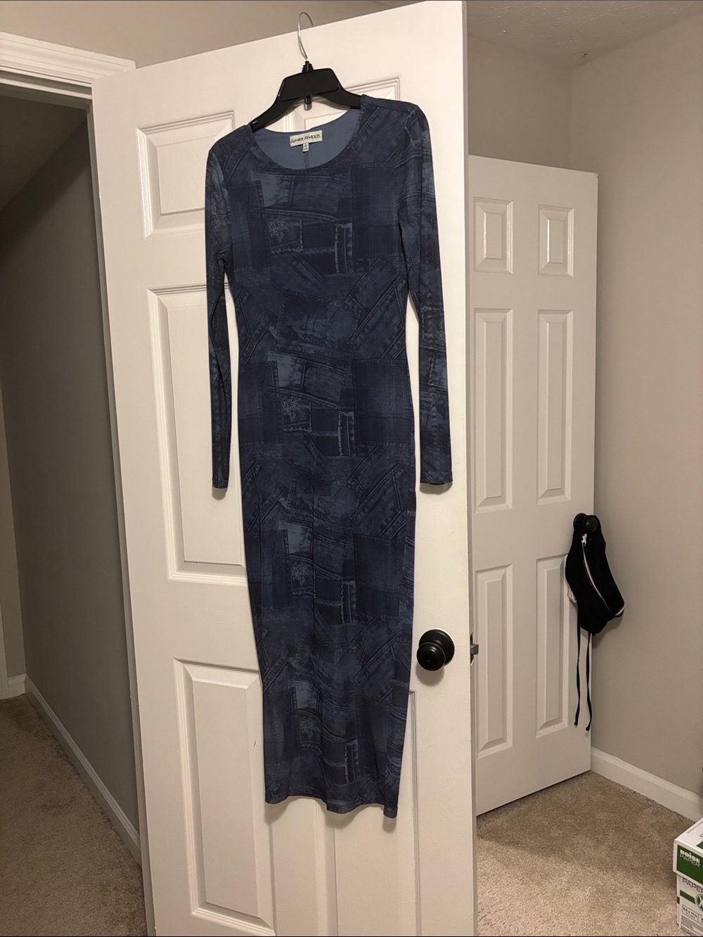 Almost Famous Navy Long-Sleeve Bodycon Maxi Dress